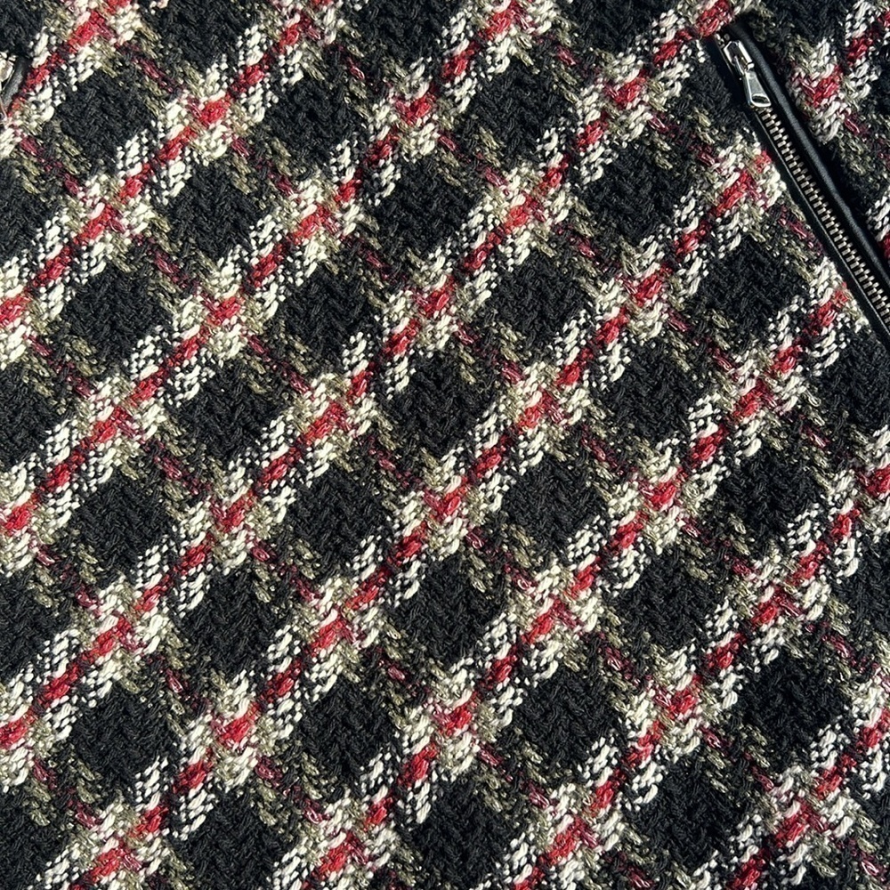 Zara Skirt‎ tweed black/red plaid holiday mini classic Christmas traditional XL - Picture 8 of 11
